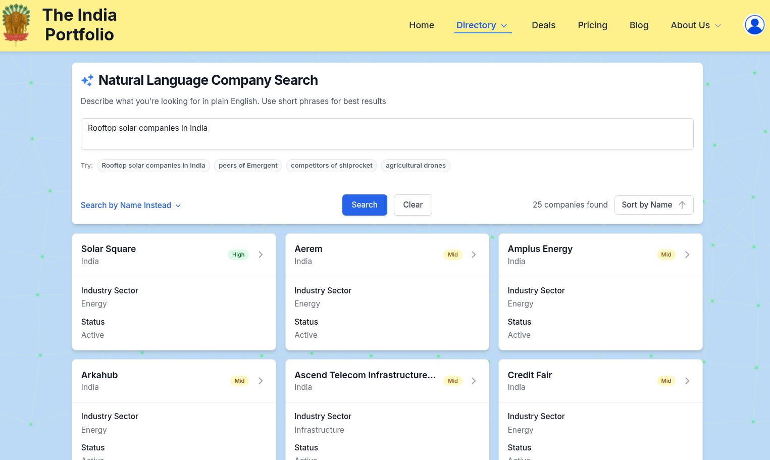 Natural Language (NL) Search for Companies